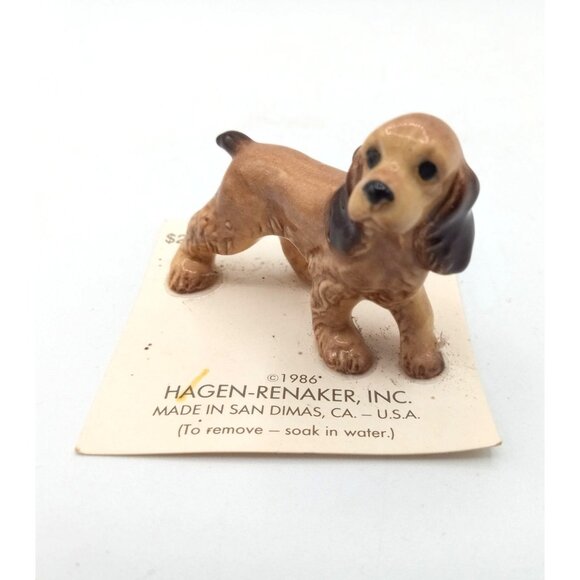Cocker Spaniel Puppy Hagen Renaker Vintage 1986 2 Inch Bone China Miniature Dog - Picture 1 of 11